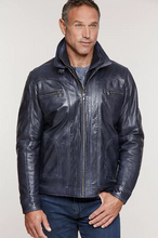 Load image into Gallery viewer, Memphis Lambskin Leather Bomber Moto Jacket