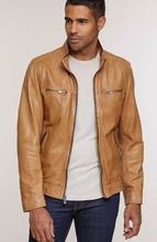 Load image into Gallery viewer, Stanley Lambskin Leather Moto Jacket