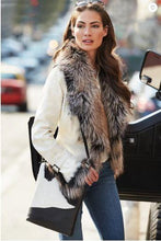 Load image into Gallery viewer, Celestine Lambskin Leather Moto Jacket with Fox Fur Trim