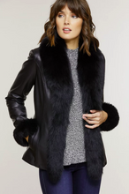 Load image into Gallery viewer, Marilyn Lambskin Leather Jacket with Frosted Fox Fur Trim
