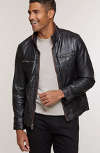 Load image into Gallery viewer, Stanley Lambskin Leather Moto Jacket