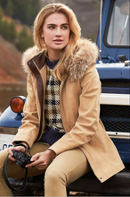 Load image into Gallery viewer, Dana Italian Calfskin Leather Coat with Coyote Fur Trim and Detachable Hood
