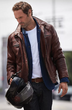 Load image into Gallery viewer, Memphis Lambskin Leather Bomber Moto Jacket