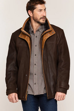 Load image into Gallery viewer, Jack Frost Leather Coat with Spanish Merino Shearling Lining