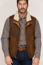 Load image into Gallery viewer, Trekker Lambskin Leather Vest with Shearling Collar