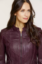 Load image into Gallery viewer, Sue Washed Lambskin Leather Moto Jacket