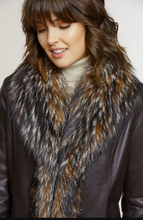 Load image into Gallery viewer, Marilyn Lambskin Leather Jacket with Frosted Fox Fur Trim