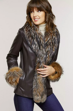 Load image into Gallery viewer, Marilyn Lambskin Leather Jacket with Frosted Fox Fur Trim