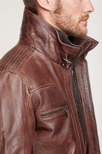 Load image into Gallery viewer, Memphis Lambskin Leather Bomber Moto Jacket