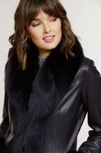 Load image into Gallery viewer, Marilyn Lambskin Leather Jacket with Frosted Fox Fur Trim