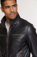 Load image into Gallery viewer, Stanley Lambskin Leather Moto Jacket