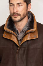 Load image into Gallery viewer, Jack Frost Leather Coat with Spanish Merino Shearling Lining