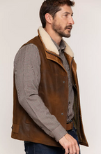 Load image into Gallery viewer, Trekker Lambskin Leather Vest with Shearling Collar