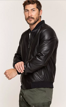 Load image into Gallery viewer, Rocco Lambskin Leather Baseball Jacket
