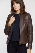 Load image into Gallery viewer, Virginia Reversible Lambskin Leather and Quilted Moto Jacket