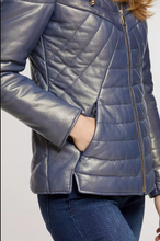 Load image into Gallery viewer, Stella Lambskin Leather Jacket with Raccoon Fur Trim and Detachable Hood