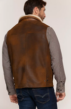 Load image into Gallery viewer, Trekker Lambskin Leather Vest with Shearling Collar