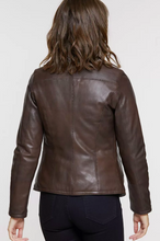 Load image into Gallery viewer, Virginia Reversible Lambskin Leather and Quilted Moto Jacket