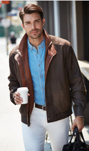 Load image into Gallery viewer, Landon Italian Lambskin Leather Bomber Jacket