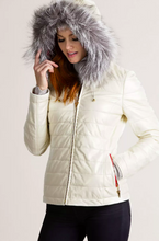 Load image into Gallery viewer, Ginger Hooded Lambskin Leather Jacket with Fox Fur Trim