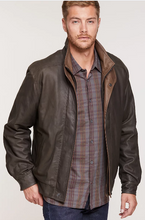 Load image into Gallery viewer, Landon Lambskin Leather Bomber Jacket