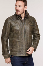 Load image into Gallery viewer, Memphis Lambskin Leather Bomber Moto Jacket