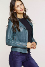 Load image into Gallery viewer, Harper Lambskin Leather Moto Jacket