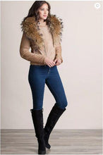 Load image into Gallery viewer, Starr Calfskin Leather Moto Jacket with Detachable Raccoon Fur Collar
