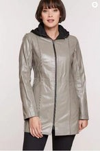 Load image into Gallery viewer, Rowena Reversible Lambskin Leather Coat with Detachable Hood