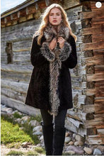 Load image into Gallery viewer, Grace Reversible Astrakhan Lamb Fur and Leather Coat with Fox Fur Trim