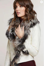Load image into Gallery viewer, Celestine Lambskin Leather Moto Jacket with Fox Fur Trim
