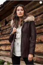 Load image into Gallery viewer, Dana African Lambskin Leather Coat with Coyote Fur Trim and Detachable Hood