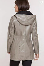 Load image into Gallery viewer, Rowena Reversible Lambskin Leather Coat with Detachable Hood