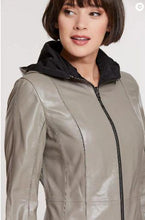 Load image into Gallery viewer, Rowena Reversible Lambskin Leather Coat with Detachable Hood
