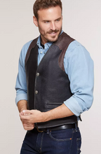 Load image into Gallery viewer, Garrison Bison Leather Vest with Concealed Carry Pockets