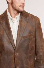 Load image into Gallery viewer, Canyon 2-Button Distressed Lambskin Leather Blazer