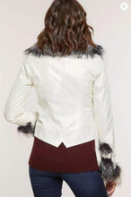 Load image into Gallery viewer, Celestine Lambskin Leather Moto Jacket with Fox Fur Trim