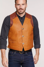 Load image into Gallery viewer, Garrison Bison Leather Vest with Concealed Carry Pockets