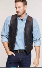 Load image into Gallery viewer, Garrison Bison Leather Vest with Concealed Carry Pockets