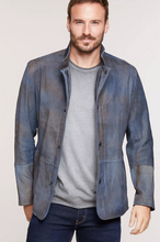 Load image into Gallery viewer, Dorian Two-Tone Textured Italian Lambskin Leather Blazer