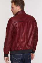 Load image into Gallery viewer, Harrison Embossed Italian Lambskin Leather Bomber Jacket