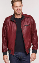 Load image into Gallery viewer, Harrison Embossed Italian Lambskin Leather Bomber Jacket