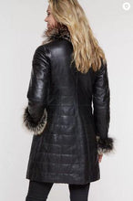Load image into Gallery viewer, Grace Reversible Astrakhan Lamb Fur and Leather Coat with Fox Fur Trim