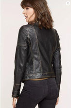 Load image into Gallery viewer, Chelsea Lambskin Leather Moto Jacket
