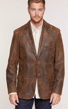 Load image into Gallery viewer, Canyon 2-Button Distressed Lambskin Leather Blazer
