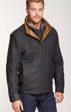 Load image into Gallery viewer, Newsboy Kildare Goatskin Leather Jacket with Removable Spanish Merino Shearling Collar