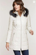 Load image into Gallery viewer, Maria Lambskin Leather Coat with Raccoon Fur Trim and Detachable Hood