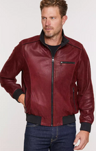 Load image into Gallery viewer, Harrison Embossed Italian Lambskin Leather Bomber Jacket