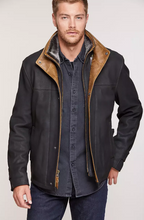 Load image into Gallery viewer, Newsboy Kildare Goatskin Leather Jacket with Removable Spanish Merino Shearling Collar