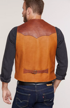 Load image into Gallery viewer, Garrison Bison Leather Vest with Concealed Carry Pockets